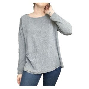 Eileen FIsher Long Sleeve Tencel Tunic Top Gray Grey Small